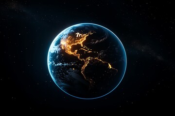 Obraz premium Astronaut in the glow of Earth is captured in a realistic photo of an astronaut floating above the Earth, with the planetâ€™s surface glowing softly in the distance