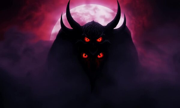 Three-Eyed Demon Under Crimson Moon