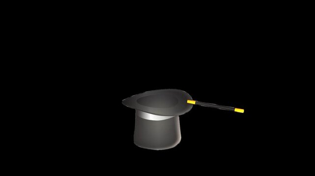 Rabbit Jumping out of hat Magic trick Animation Alpha Channel Transparent background video 