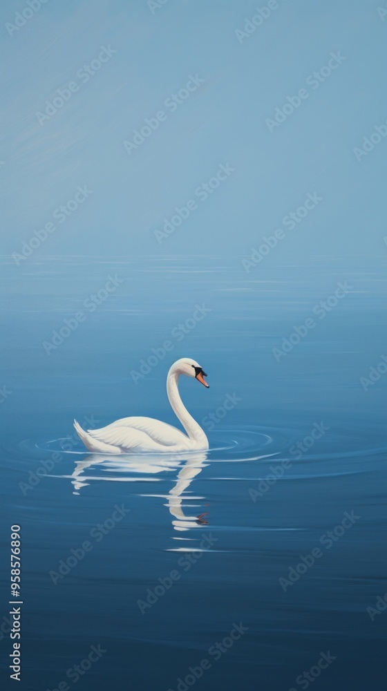 Wall mural Swan in the lake animal bird reflection.