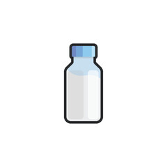 milk bottle in outline flat vector design.