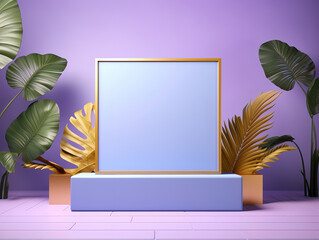 Stylish Display with Tropical Leaves and Frame