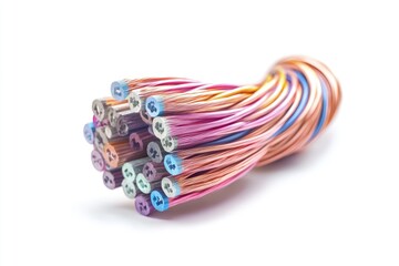 Electric power wire copper isolated on white background.