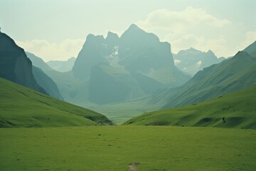 Mountain landscape grassland panoramic.