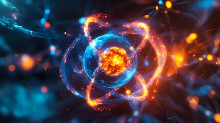 50. High-energy representation of a hazardous atom with radiant, swirling molecular chains