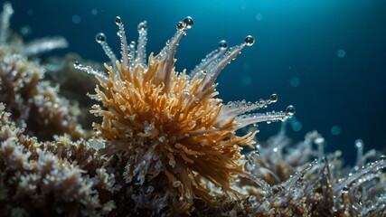 Obraz premium A rare deep-sea fish shines with a captivating glow, revealing its graceful and enchanting beauty