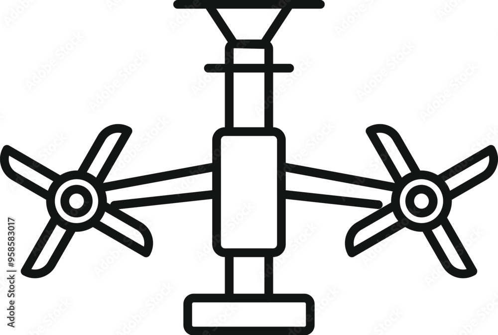 Poster drone with four propellers flying in the air, providing fast and efficient delivery services