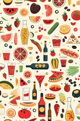 Vibrant Food Drink Seamless Pattern