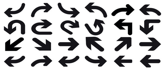 Arrow Icon Set on White Background.