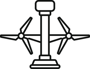Simple vector icon representing a double turbine wind power generator converting wind energy into electricity
