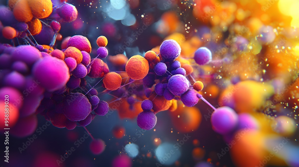 Poster 23. artistic interpretation of a vibrant mineral molecule with dynamic atomic interactions