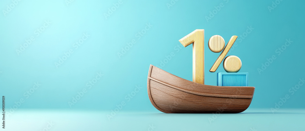 Aufkleber visual representation of economic decline featuring an interest rate symbol resembling a sinking shi