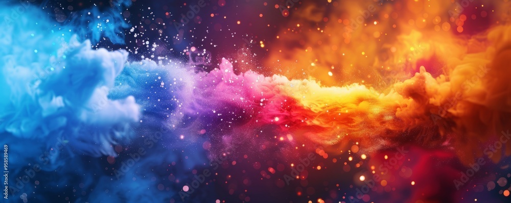 Poster vivid abstract color explosion with dynamic effects, 4k hyperrealistic photo