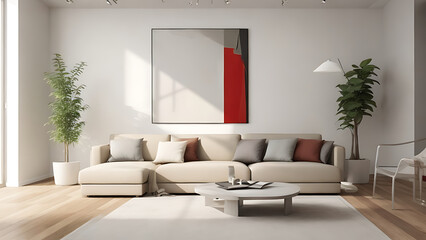 A modern living room features sleek lines, chic furnishings, minimal decor, and bright, elegant accents.