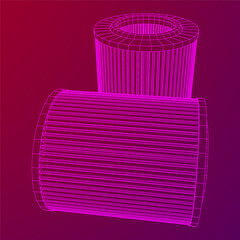 Car engine air filter. Auto spare part. Car care service maintenance. Wireframe low poly mesh vector illustration.