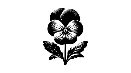Pansy flower silhouette vector illustration.