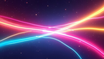 Obraz premium Futuristic Neon Light Beams and Bokeh Effects in Vibrant Abstract Artwork