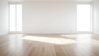 Empty room with wooden floor and white walls.