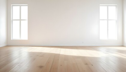 Empty room with wooden floor and white walls.
