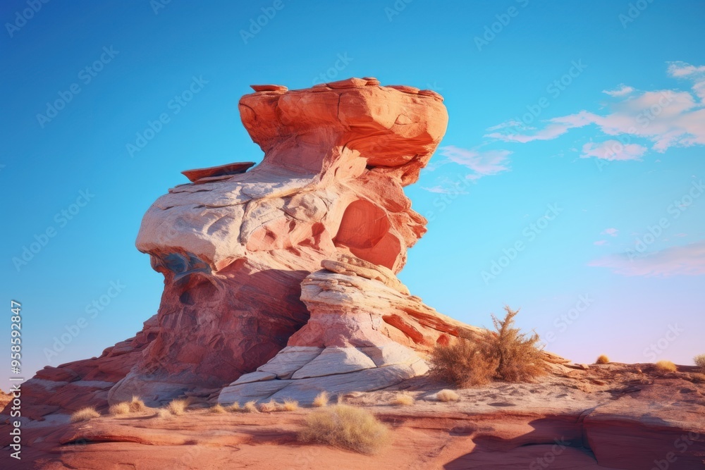 Sticker Rock formation on a desert cliff nature outdoors tranquility.