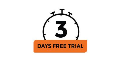 3 days free trial Countdown number banner templates. time icon. Vector Illustration 
