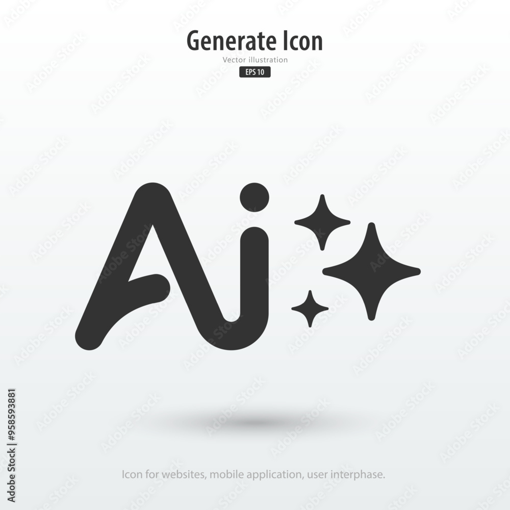 Poster AI Generated icon. Generate symbol. Enter command text to generate ideas. Artificial intelligence technology concept. Icon element for app, website and interphase. Vector illustration.