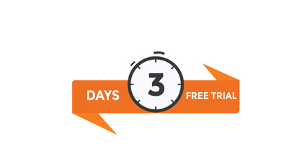 3 days free trial Countdown number banner templates. time icon. Vector Illustration 
