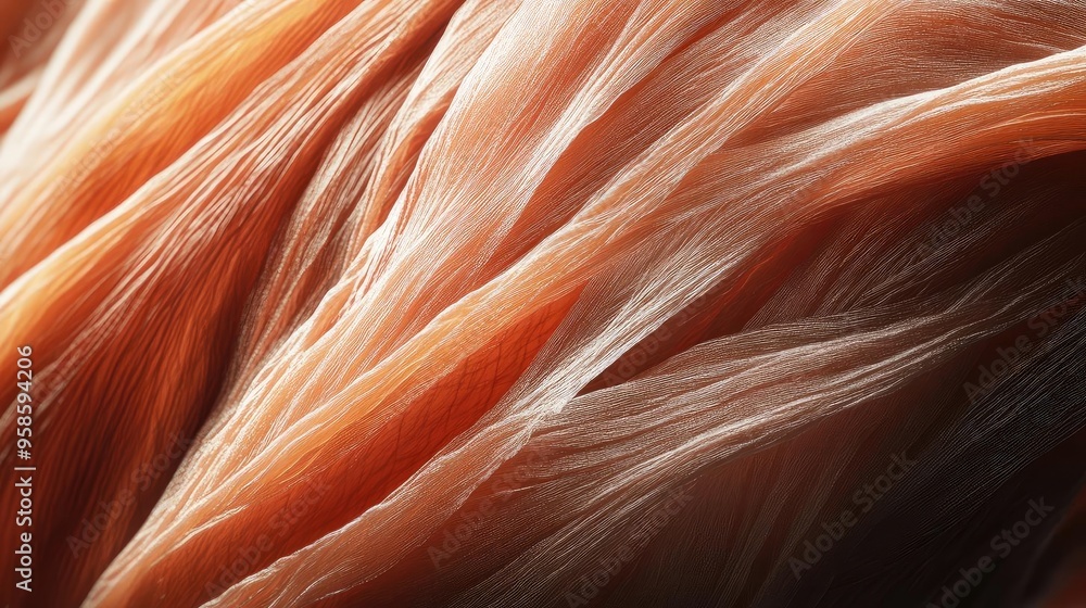 Poster close-up view of flowing strands showcasing intricate textures and warm hues, ideal for backgrounds 