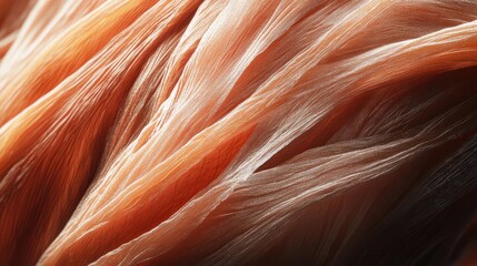 Obraz premium Close-up view of flowing strands showcasing intricate textures and warm hues, ideal for backgrounds and artistic projects.