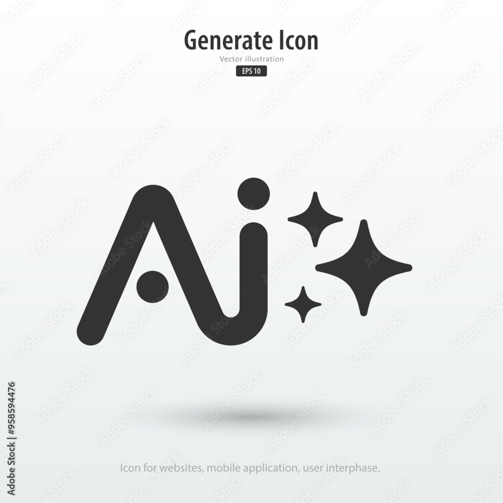 Aufkleber AI Generated icon. Generate symbol. Enter command text to generate ideas. Artificial intelligence technology concept. Icon element for app, website and interphase. Vector illustration.