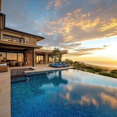 Fototapeta premium Real estate marketing image of luxury property pool 