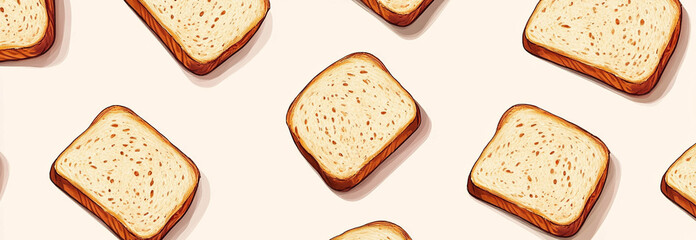 Illustration pattern of Breads on a light beige background in landscape format