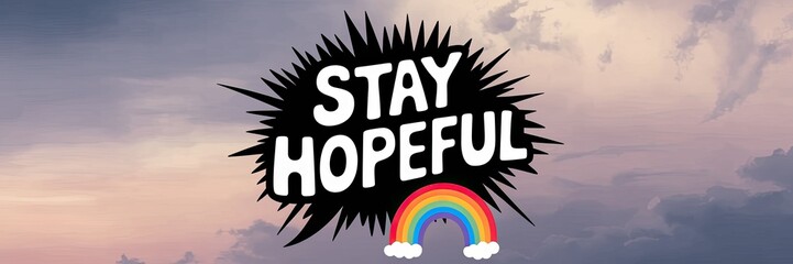 Inspirational Message with Rainbow and Cloud Background