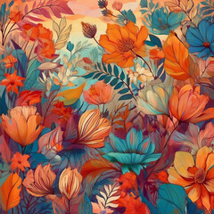 Vibrant array of colorful flowers creates a joyful botanical background