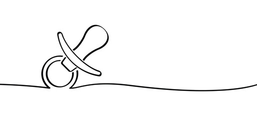 Cartoon pacifier for baby. Baby dummy, soother or teether. Toddler symbol. Child pacifiers icon for boy or girl. Line pattern.