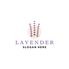 Lavender Logo, Minimalist Elegant Purple Flower Plant Illustration. Floral Ornament Design