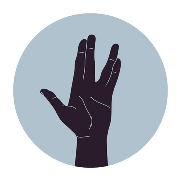 Human hand making Vulcan salute gesture. Live long and prosper hand sign. Vector illustration