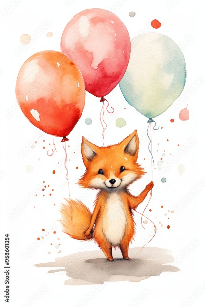 Canvas Prints red fox animal balloon mammal.