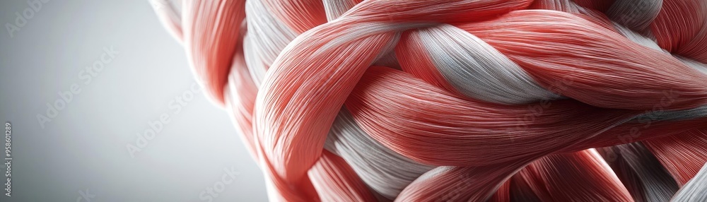 Poster an artistic close-up of intertwined fibers showcasing texture and color brilliance, ideal for creati