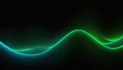 Abstract green and blue glowing wave pattern on a black background.