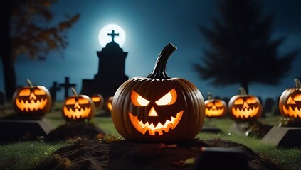 pumpkin zombie rising graveyard cemetery