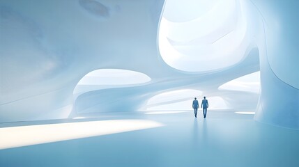 Serene Futuristic Architectural Landscape with Striking Light and Shadows