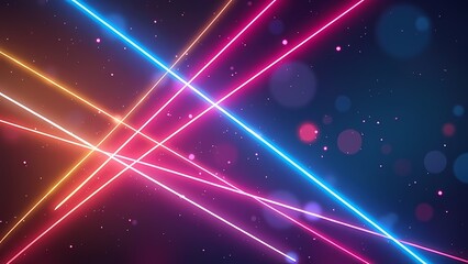 Obraz premium Intersecting Neon Light Trails and Bokeh Effects in Futuristic Abstract Design