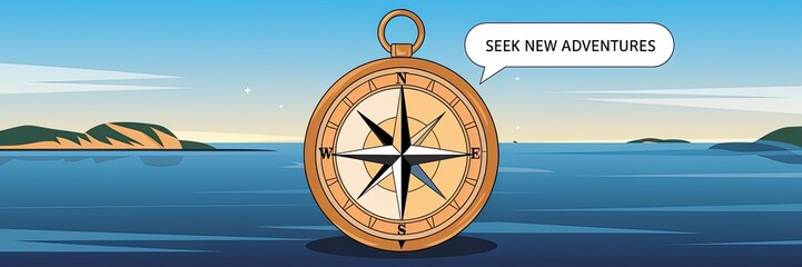 Illustrative Compass Encouraging New Adventures
