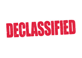 Vector illustration of the word Declassified in red ink stamp