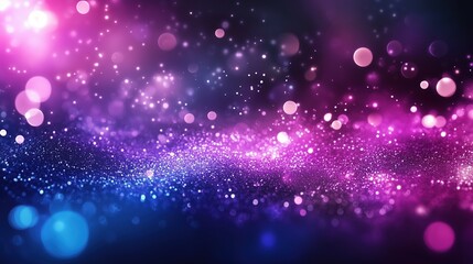 A vibrant abstract background featuring a glittery texture with a blend of pink, blue, dark purple, and dark magenta lights. This dazzling composition creates a dynamic and energetic atmosphere, ideal