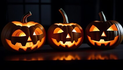 Fototapeta premium halloween pumpkins black