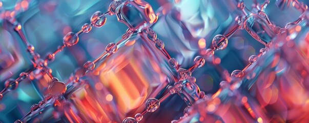 Fototapeta premium Transparent 3D lattice with iridescent hues, 4K hyperrealistic photo
