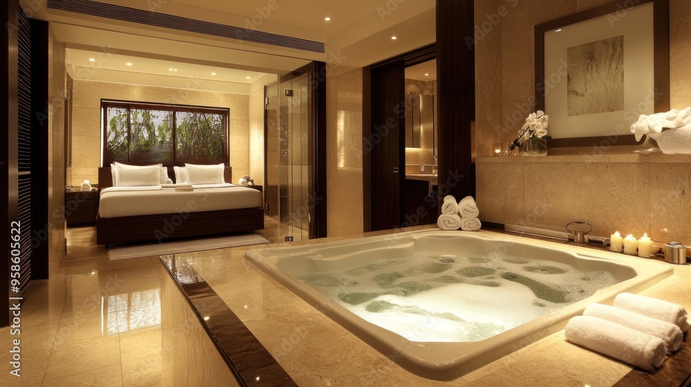 Sticker Modern Bathroom with Jacuzzi and Spa-Like Ambiance