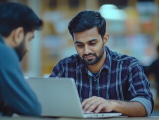 Fototapeta premium Indian Male Student at Laptop